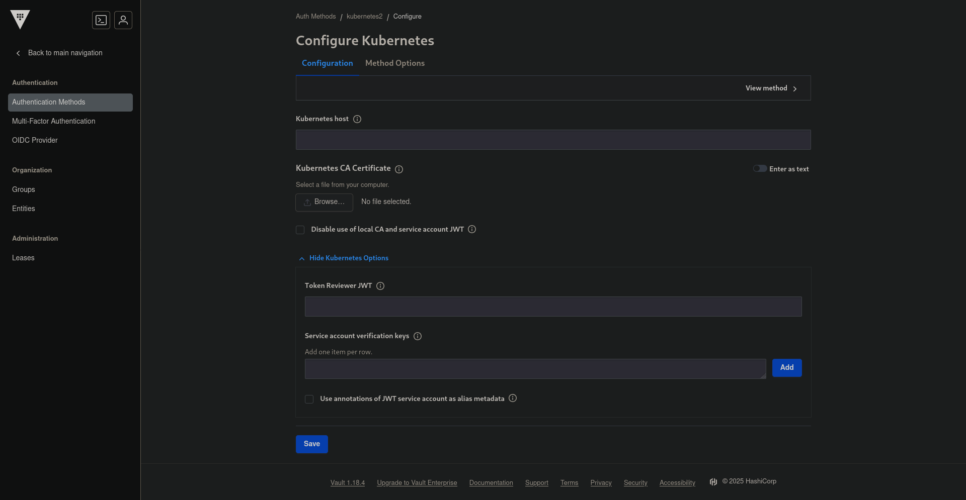 Kubernetes Auth Method - Step 2